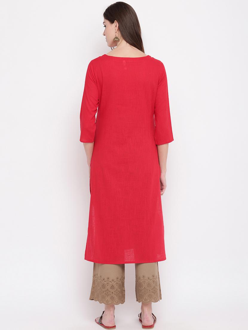 solid straight kurta - 17459501 - Zoom Image - 3