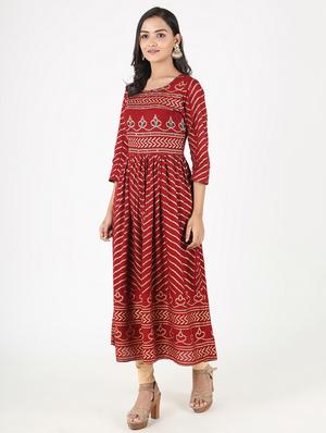 bandhani anarkali kurta - 17459541 - Standard Image - 2
