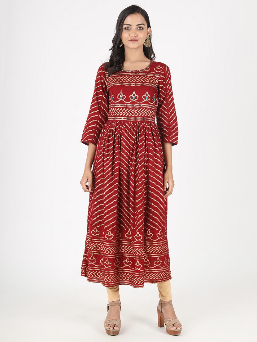 bandhani anarkali kurta - 17459541 - Zoom Image - 1