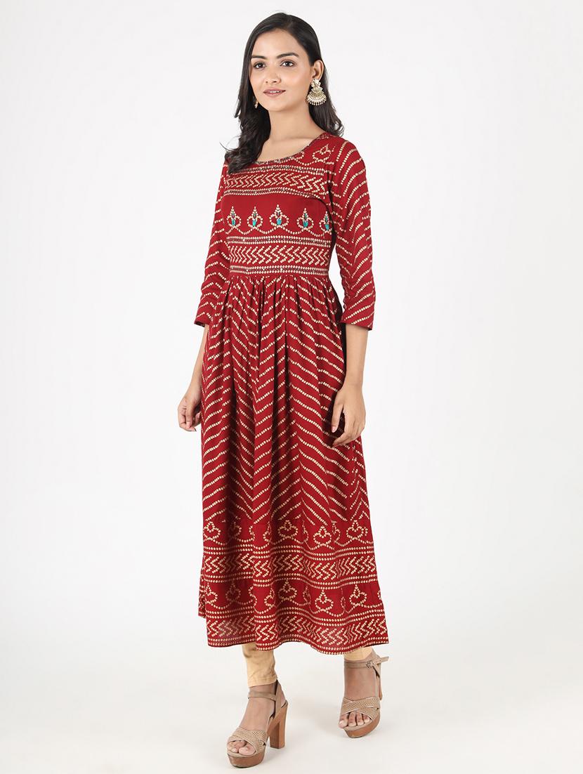 bandhani anarkali kurta - 17459541 - Zoom Image - 2