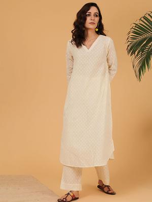 solid a-line kurta - 17459578 - Standard Image - 2