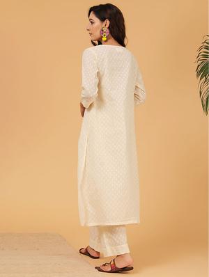 gold print a-line kurta - 17459579 - Standard Image - 4