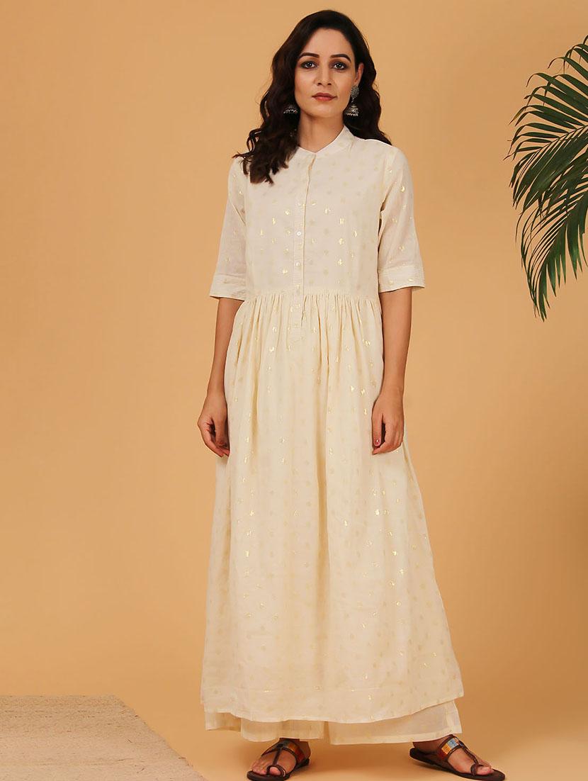 gold print a-line kurta - 17459579 - Zoom Image - 1
