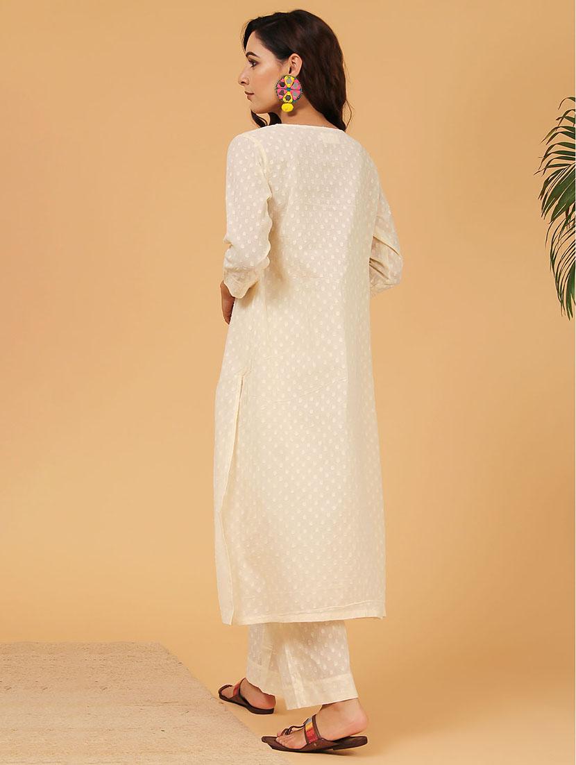gold print a-line kurta - 17459579 - Zoom Image - 4