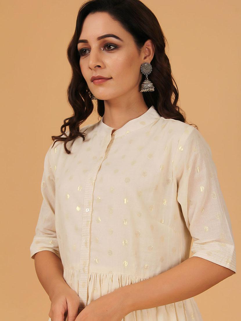 gold print a-line kurta - 17459579 - Zoom Image - 5