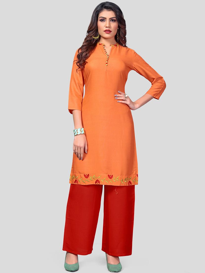 solid kurta palazzo set - 17459642 - Zoom Image - 1