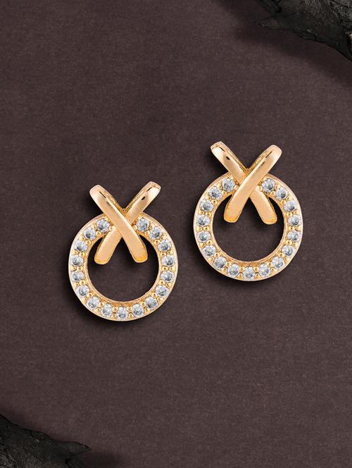 gold metal studs earring - 17459778 - Standard Image - 1