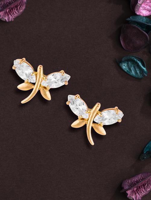 gold metal studs earring - 17459782 - Standard Image - 1