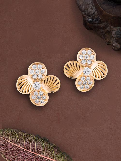 gold metal studs earring - 17459783 - Standard Image - 1
