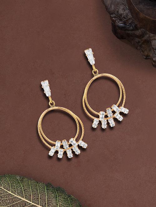 gold metal drop earring - 17459785 - Standard Image - 1