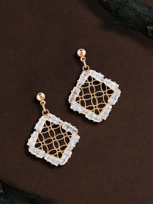 gold metal drop earring - 17459786 - Standard Image - 1