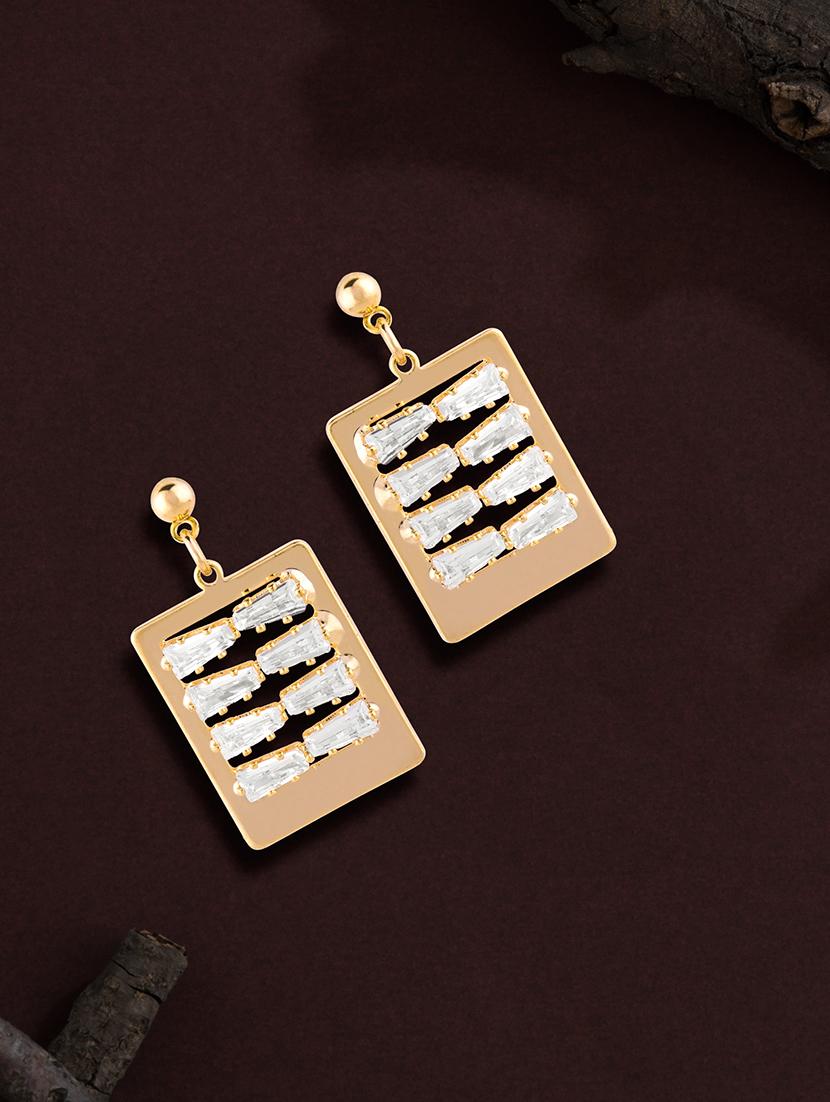 gold metal drop earring - 17459789 - Zoom Image - 1