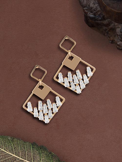 gold metal drop earring - 17459790 - Standard Image - 1