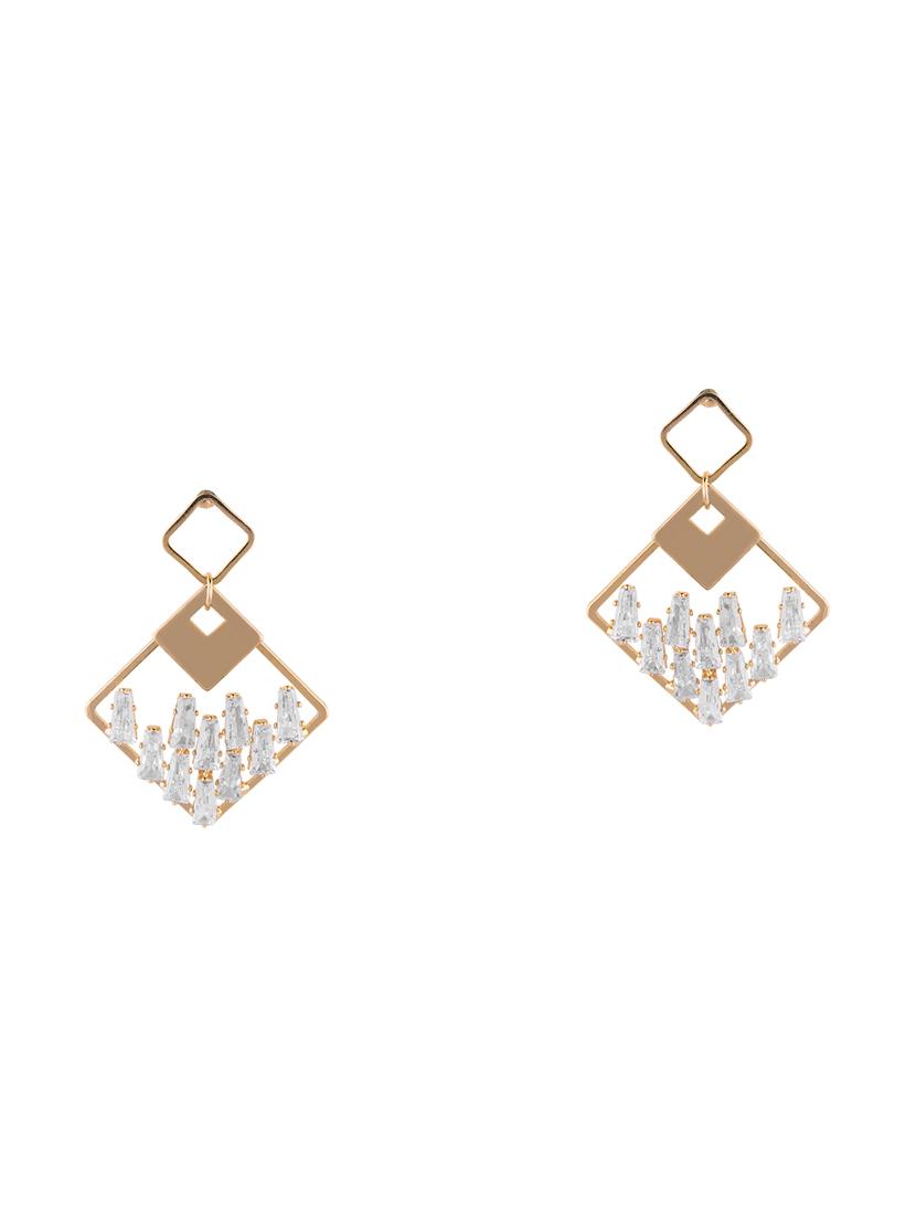 gold metal drop earring - 17459790 - Zoom Image - 2
