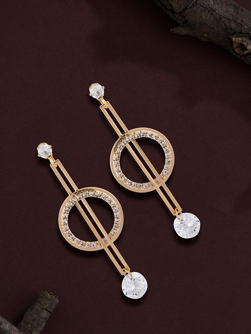 gold metal drop earring - 17459791 - Zoom Image - 1