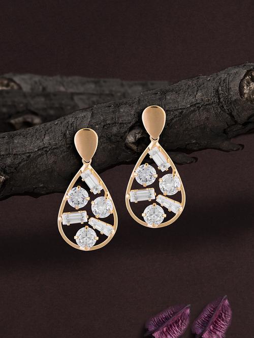 gold metal drop earring - 17459792 - Standard Image - 1