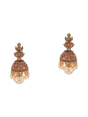 red metal jhumka earring - 17459794 - Standard Image - 2