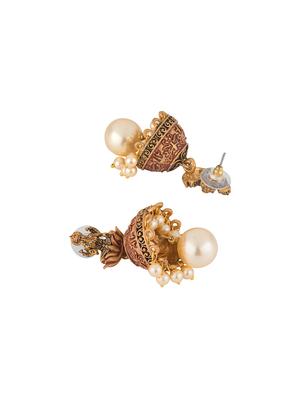 red metal jhumka earring - 17459794 - Standard Image - 3