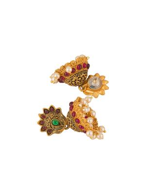 gold metal jhumka earring - 17459796 - Standard Image - 3