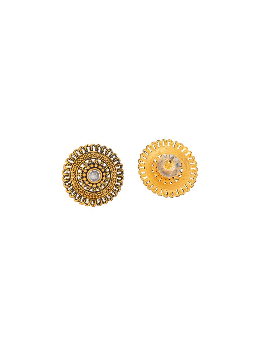 gold metal studs earring - 17459797 - Zoom Image - 3