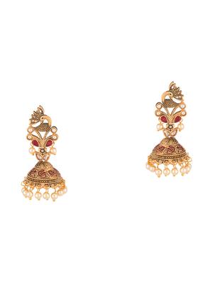 gold metal jhumka earring - 17459800 - Standard Image - 2