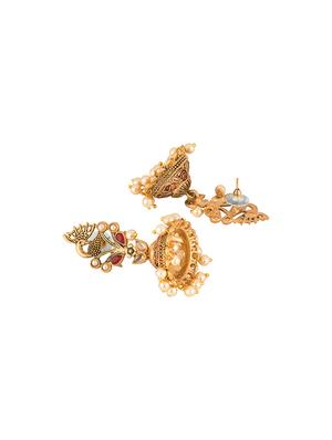 gold metal jhumka earring - 17459800 - Standard Image - 3