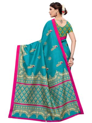 conversational printed saree with blouse - 17459862 - Standard Image - 2