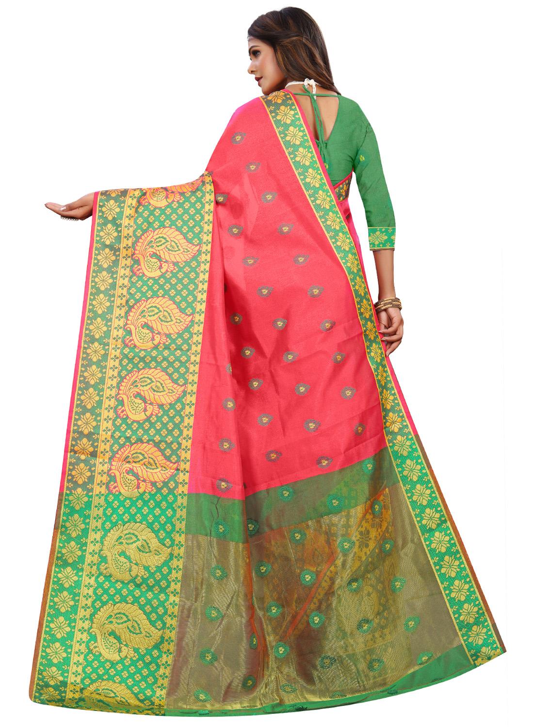 self design banarasi saree with blouse - 17459907 - Zoom Image - 2