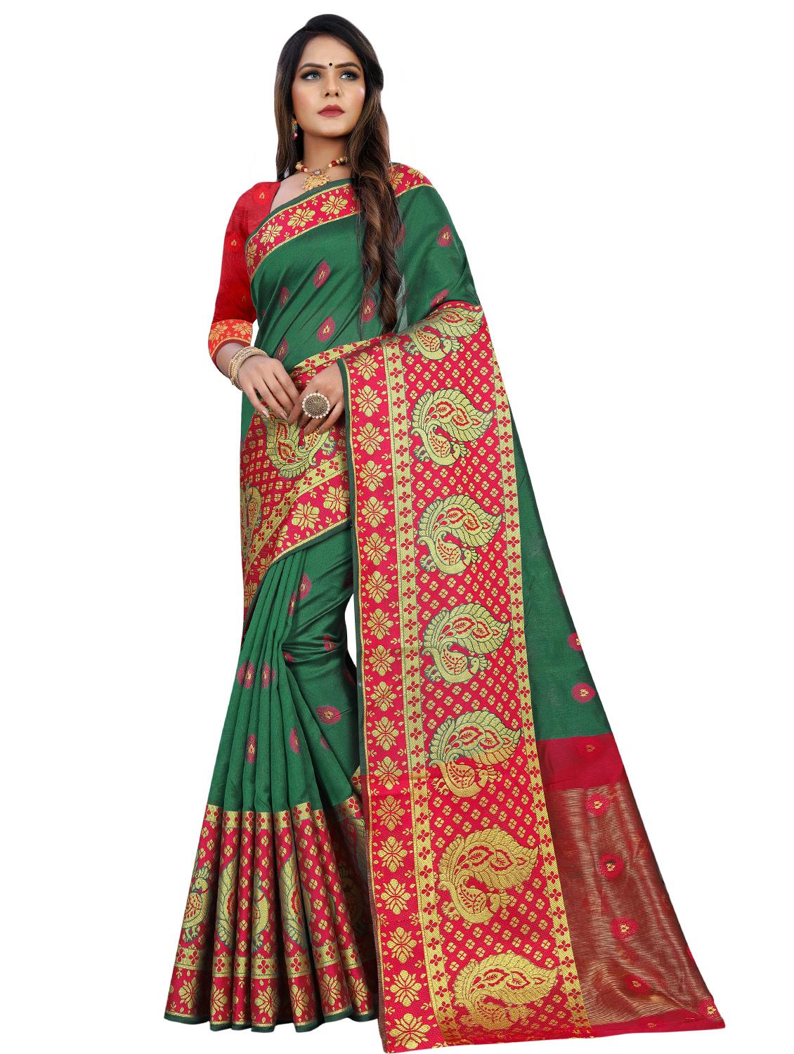 self design banarasi saree with blouse - 17459908 - Zoom Image - 1