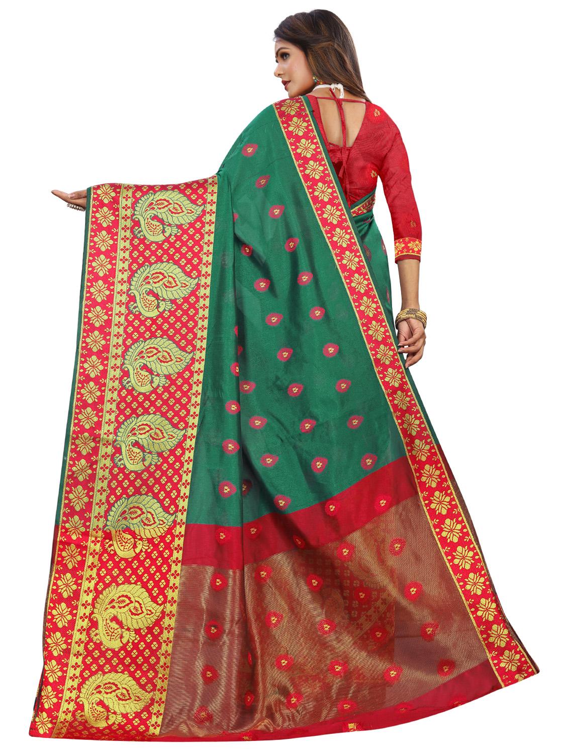 self design banarasi saree with blouse - 17459908 - Zoom Image - 2