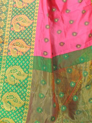self design banarasi saree with blouse - 17459909 - Standard Image - 3