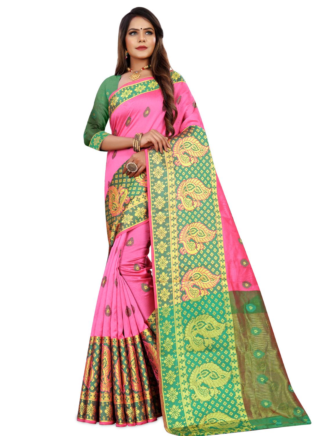 self design banarasi saree with blouse - 17459909 - Zoom Image - 1