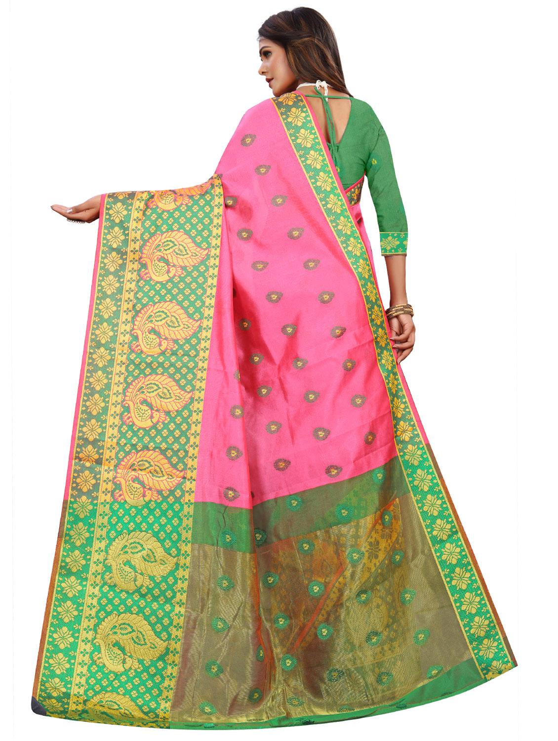 self design banarasi saree with blouse - 17459909 - Zoom Image - 2
