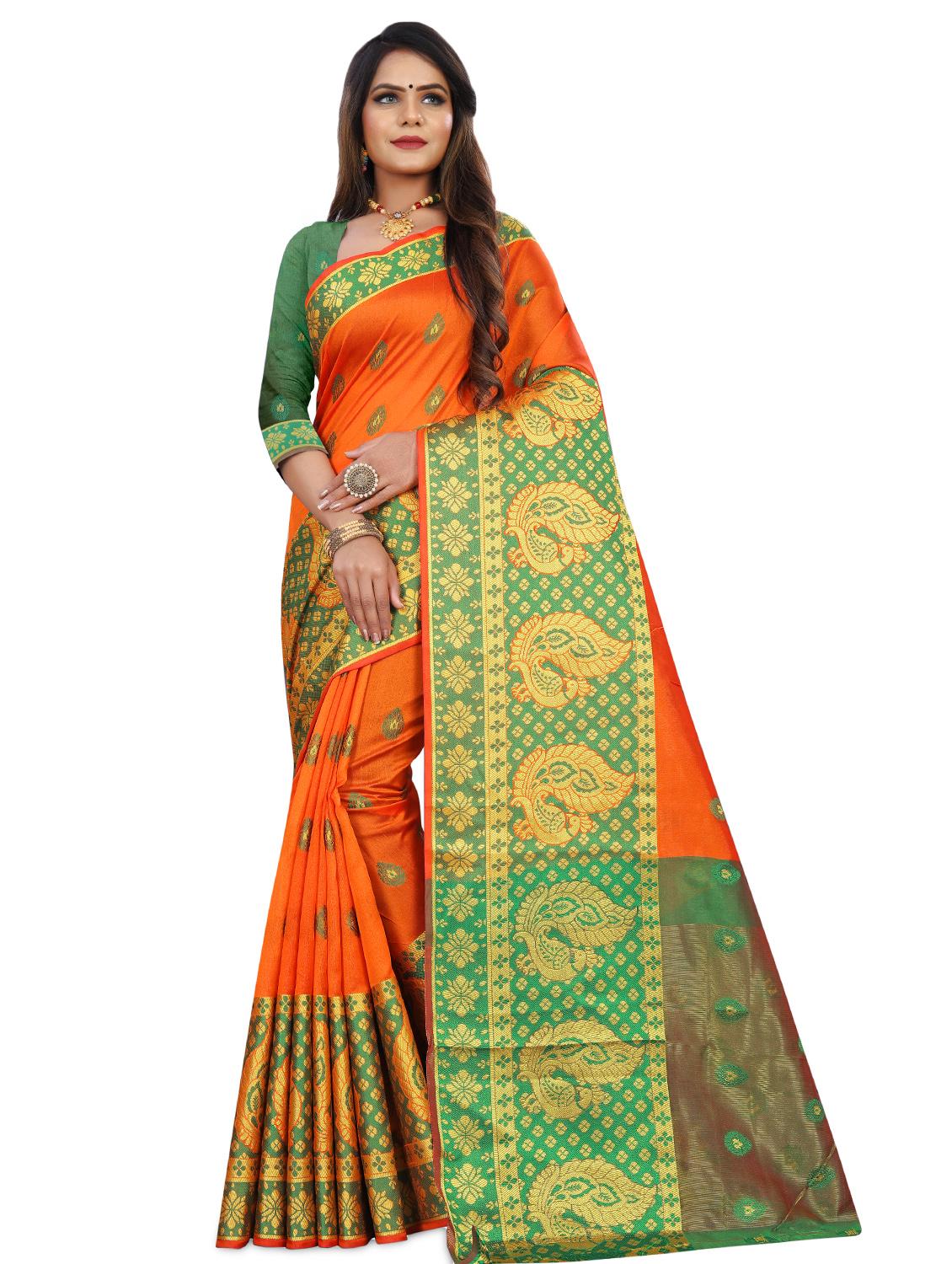 self design banarasi saree with blouse - 17459910 - Zoom Image - 1