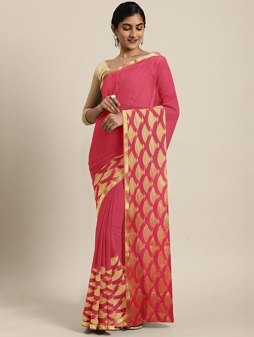 solid woven saree with blouse - 17459968 - Standard Image - 1