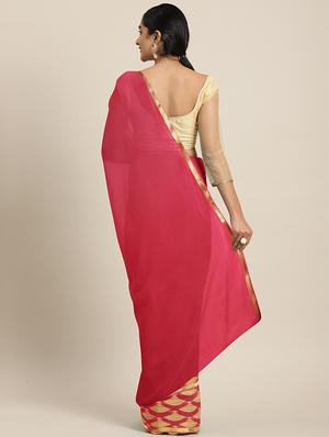 solid woven saree with blouse - 17459968 - Standard Image - 2