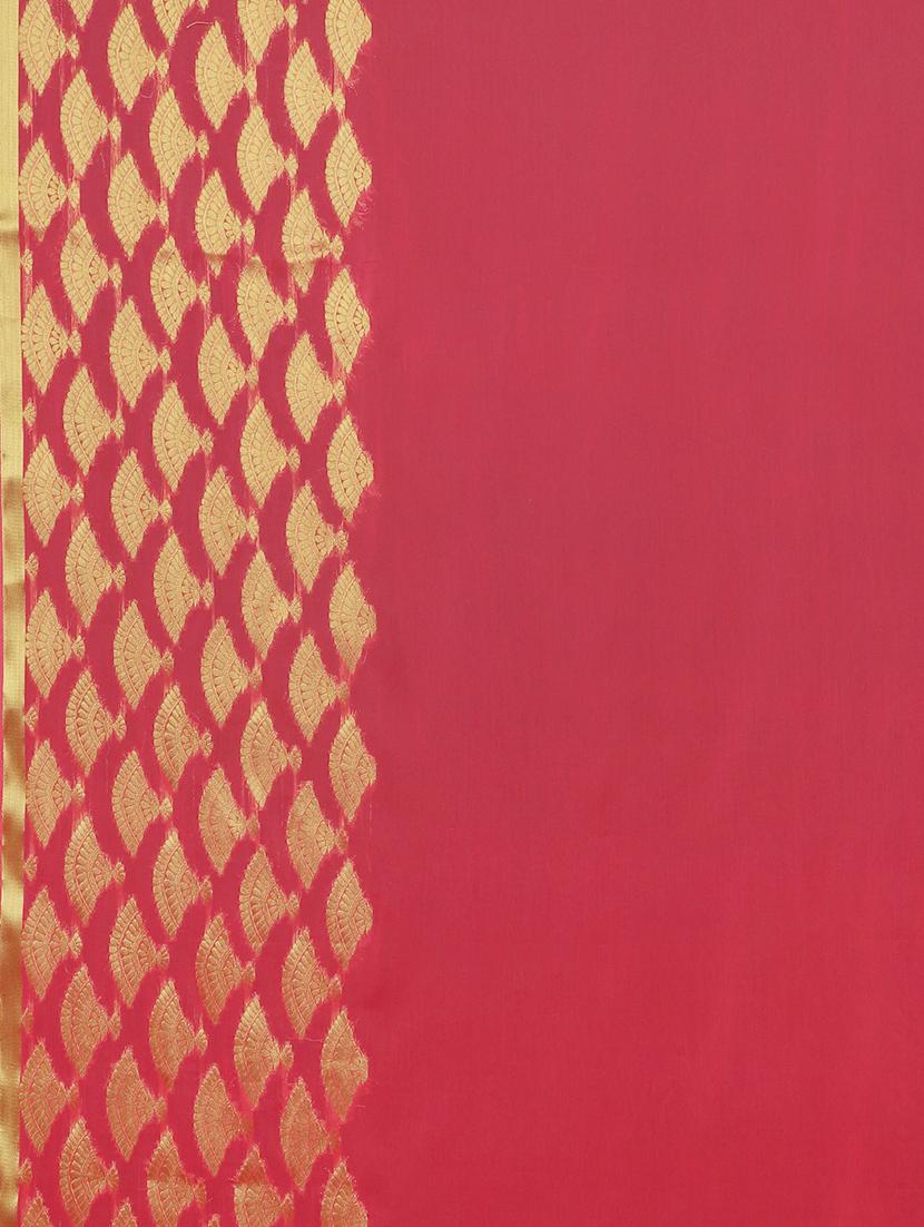 solid woven saree with blouse - 17459968 - Zoom Image - 4