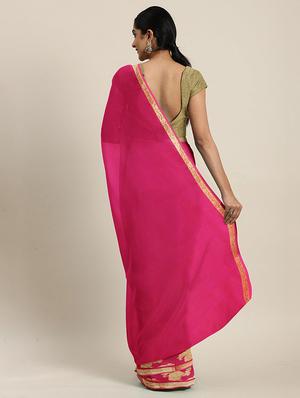 solid woven saree with blouse - 17459980 - Standard Image - 2
