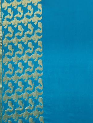 turquoise chiffon woven saree with blouse - 17459981 - Standard Image - 5