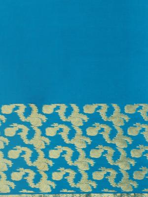 turquoise chiffon woven saree with blouse - 17459981 - Standard Image - 6