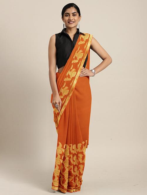 solid woven saree with blouse - 17459982 - Standard Image - 1