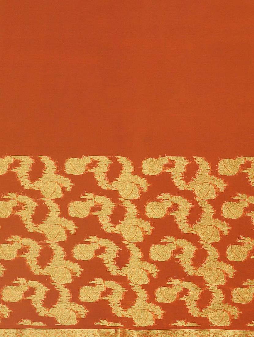 solid woven saree with blouse - 17459982 - Zoom Image - 6