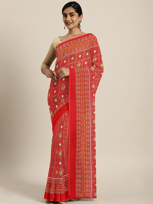 self design printed saree with blouse - 17459983 - Standard Image - 1