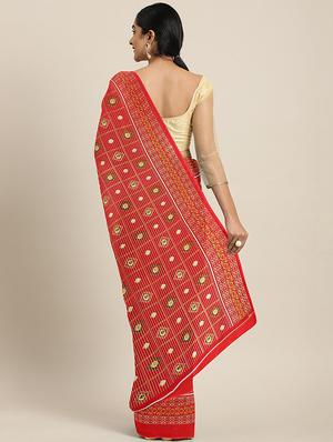 self design printed saree with blouse - 17459983 - Standard Image - 2