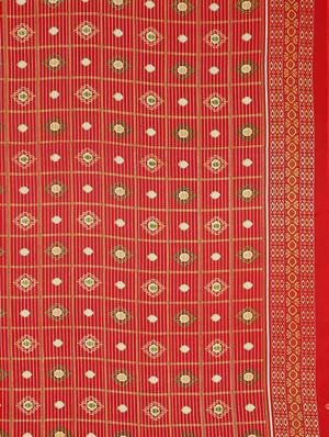 self design printed saree with blouse - 17459983 - Standard Image - 4