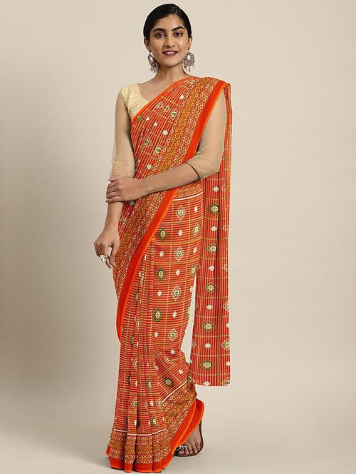 self design printed saree with blouse - 17459984 - Standard Image - 1