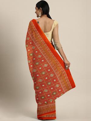 self design printed saree with blouse - 17459984 - Standard Image - 2