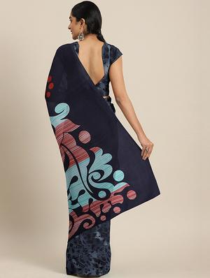 abstract printed saree with blouse - 17459985 - Standard Image - 2