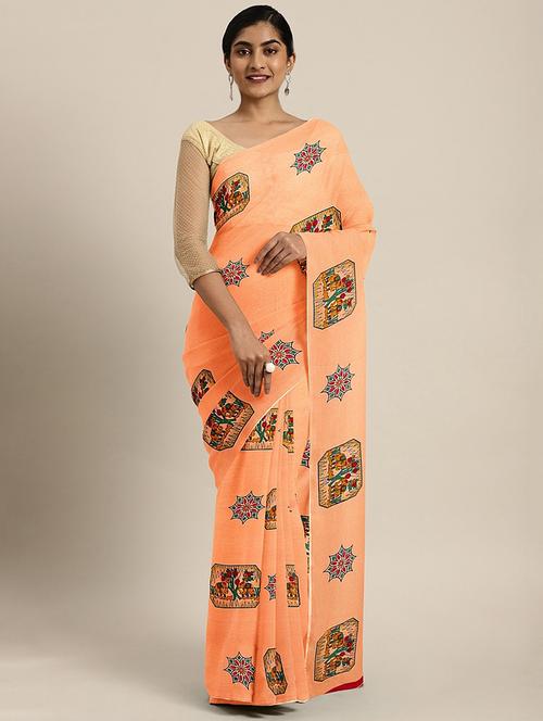 conversational printed saree with blouse - 17459987 - Standard Image - 1