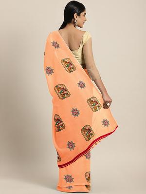 conversational printed saree with blouse - 17459987 - Standard Image - 2